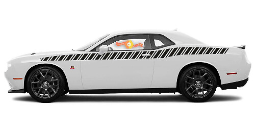 2008 & Up Dodge Challenger Full Length Style Bodyline Strobe Racing Stripe Kit 6
