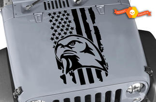 Jeep Distressed Eagle Bandiera USA Decalcomania adesiva in vinile per cappuccio Si adatta a qualsiasi cappuccio Bird
