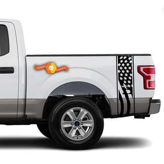 Sventola bandiera USA Racer Bed Side Stripes Decalcomanie per camion - Adatto a Ram Chevy Ford Jeep Gladiator
