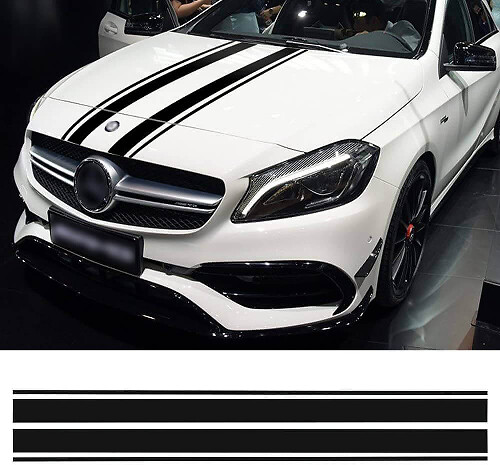 Adesivo in Vinile Doppia Striscia Centrale Cofano per Mercedes-Benz Classe A Classe C AMG