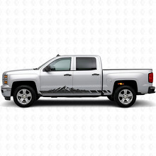 Strisce in Vinile con Motivo Montagna Topografica per Portiera e Minigonne per Chevrolet Silverado 1500 K2XX 2014-2019_2