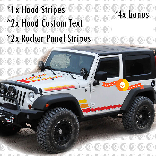 Retro Vintage Kit Hood Rocker Pannello decalcomanie Adesivi per Jeep Wrangler Rubicon Renegade JK 2 Porte
