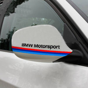 Adesivo decalcomania copertura specchietto retrovisore BMW MOTORSPORT NERO (COPPIA)
