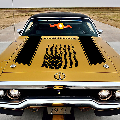 1972 Plymouth Satellite Chrysler American Distressed Flag Decal kit di decalcomanie adesivo grafico in vinile
