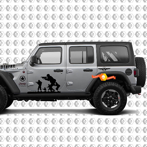 Kit Adesivi in Vinile Stile Militare Band of Brothers per Cappuccio e Laterali Jeep Wrangler