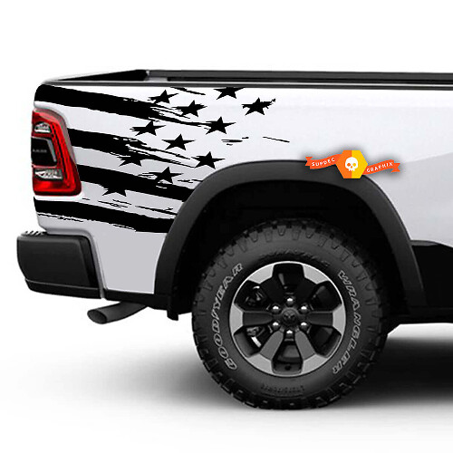 Kit Adesivo Vinilico Bandiera Americana Usurata per il Lato Posteriore del Dodge Ram