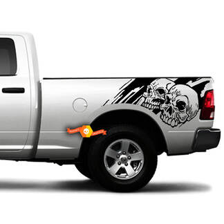 2 Side Skull Distressed Grunge Design Car Side Bed Pickup Vehicle Truck Vinyl Graphic Decal Portellone posteriore

