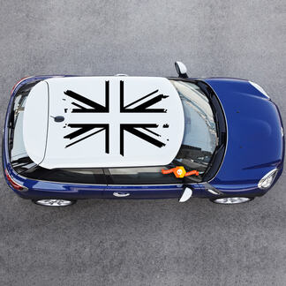 1 tetto (4 pezzi) MINI Bandiera del Regno Unito COOPER Decalcomania per tetto Grafica Grunge Bandiera britannica bianca
