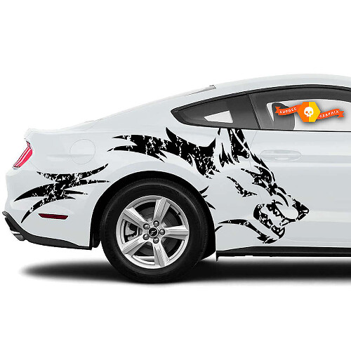 Adesivo in Vinile Grafica Lupo per Finestrino Posteriore Laterale Musclecar Mustang