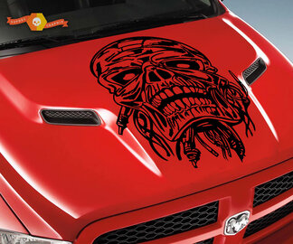 Dodge 2010-2018 Ram Rebel Hood Skull Maiden Wire Logo Truck Vinyl Decal Graphic Pick Up Pickup ram 1500 2500 ribelle
