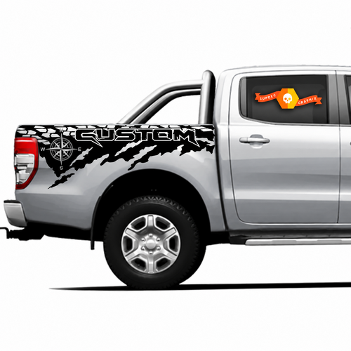 COPPIA di Adesivi in Vinile con Bussola e Traccia di Pneumatico per Comodino Ford Ranger