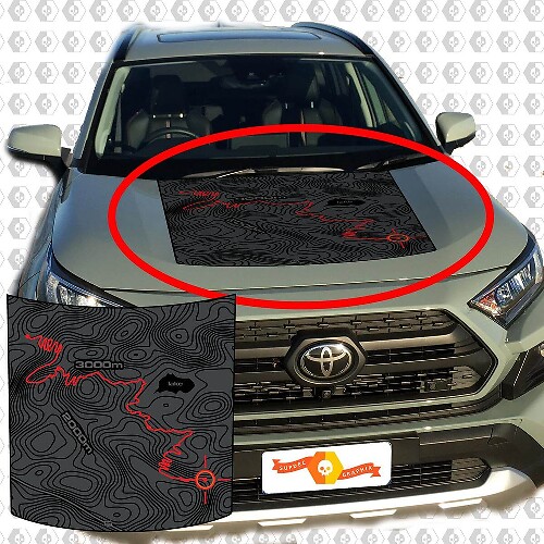 Adesivo Vinilico Opacizzante per Cofano con Mappa Topografica per Toyota RAV4 2019