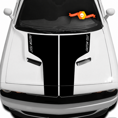 Adesivo in vinile nero opaco CUSTOM TEXT per cofano Dodge Challenger 2009-2014