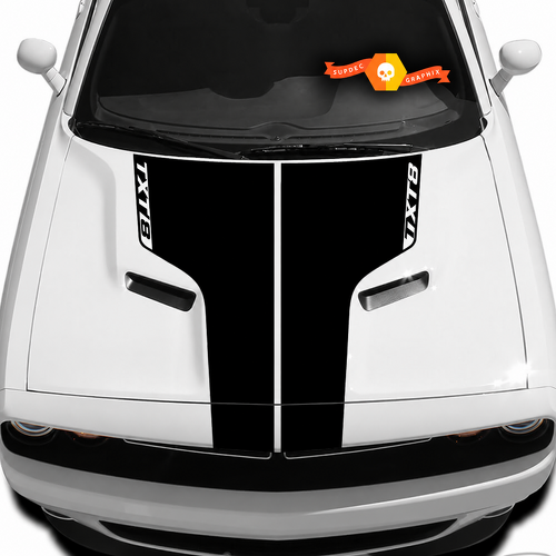 Adesivo in Vinile a Doppia Striscia per Cofano TXT8 per Dodge Challenger 2009-2014