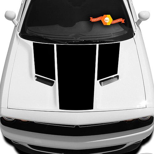 Adesivo in Vinile con Tripla Striscia per Cofano per Dodge Challenger 2009-2014