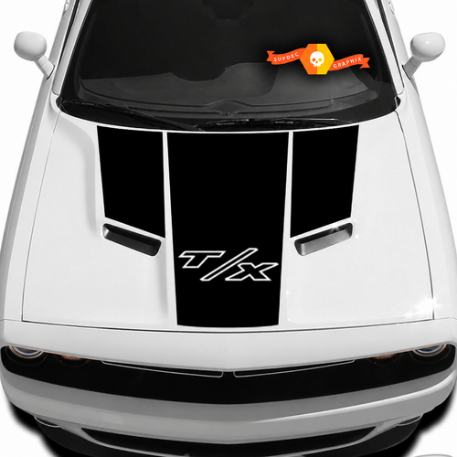 T/X Solid T Panel Stripe Cofano Adesivo in vinile per Dodge Challenger