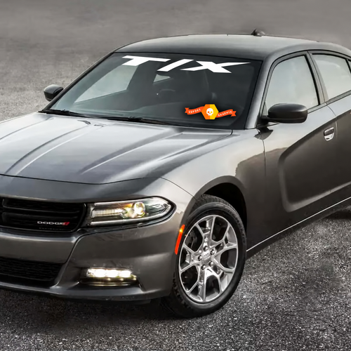 Adesivo in vinile con scritta inclinata T/X per parabrezza Dodge Charger 2011-2016