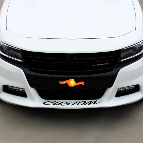 Adesivo in Vinile Universale con Scritta Script PERSONALIZZATA per Spoiler Anteriore per Dodge Charger