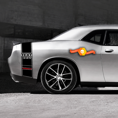 345 Hemi Style Custom TEXT Tail Band Kit — Adesivo in vinile (parafango posteriore, baule, paraurti posteriore) per Dodge Challenger