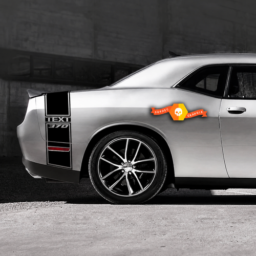 370 Hemi Style Custom TEXT Tail Band Kit — Adesivo in vinile (parafango posteriore, baule, paraurti posteriore) per Dodge Challenger