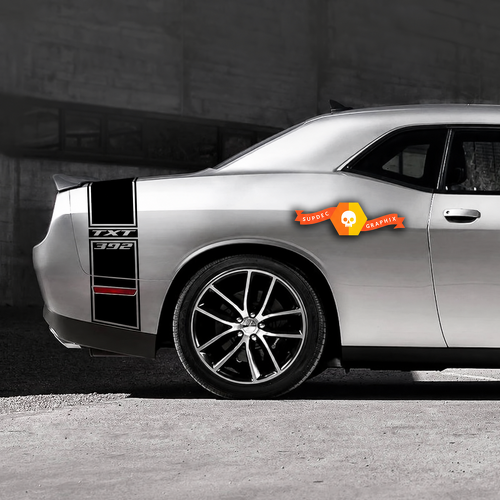 392 SRT Style Custom TXT Tail Band Kit — Adesivo in vinile (parafango posteriore, baule, paraurti posteriore) per Dodge Challenger