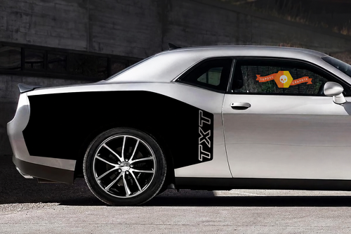 Adesivo in vinile a contorno TXT coppia parafango laterale posteriore per Dodge Challenger 2009-2015