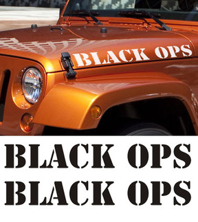 2 BLACK OPS Vinyl Hood Jeep Wrangler Rubicon Adesivo per decalcomanie