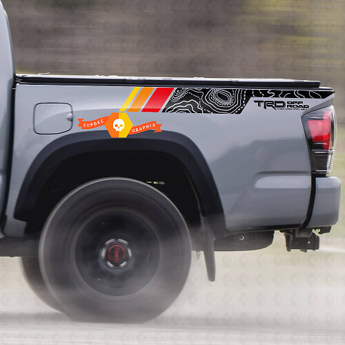 Adesivi in Vinile Mappa Topografica Stile Vintage Posteriori Laterali Decalcomania Per Toyota Tacoma 2005–2020