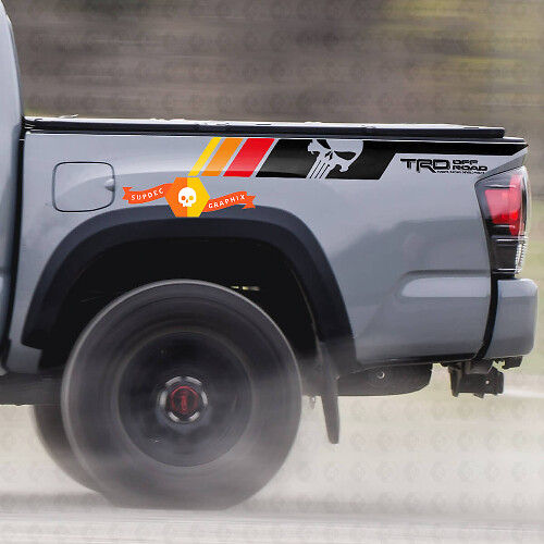Coppia TRD Sport PRO Off Road Vintage Colori Punisher strisce per Tacoma Adesivi laterali in vinile Decal adatta per Toyota Tacoma 2005-2020
