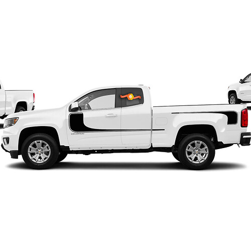 Grafica per decalcomania adesiva in vinile con strisce da hockey 2015-2016 Chevy Colorado estesa
