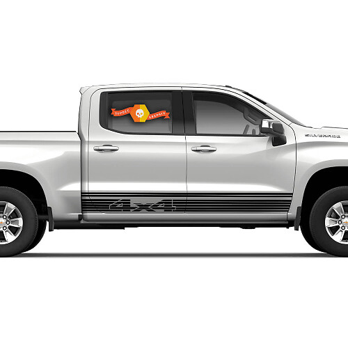 2 Mirage 4x4 decalcomanie adesivo in vinile striscia grafica Chevrolet Silverado Crew Cab
