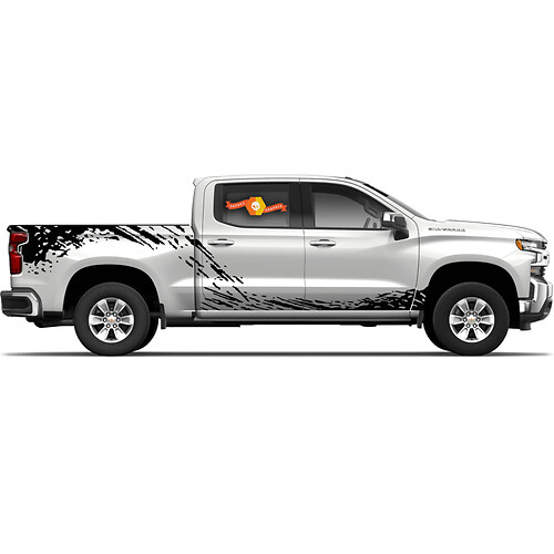 Adesivo decalcomania con 2 strisce Splash compatibile con Chevrolet Silverado 2019 2020 Crew Cab 1500 letto laterale - porte Mud Splash
