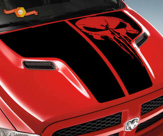 Dodge 2010 2018 si adatta Ram 1500 2500 Rebel Punisher Skull Rebel Hood Logo Truck Vinyl Decal Graphic Pick Up Pickup
