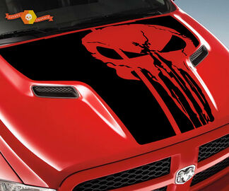 Dodge 2010 2018 si adatta Ram 1500 2500 Punisher Skull Grunge Hood Logo Truck Vinyl Decal Graphic Pick Up Pickup
