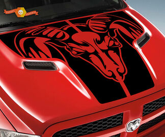 Dodge 2010 2018 si adatta Ram 1500 2500 Ram Tribal Skull Grunge Hood Logo Truck Vinyl Decal Graphic Pick Up Pickup
