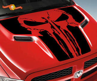 Dodge 2010 2018 si adatta Ram 1500 2500 Large Punisher Skull Grunge Hood Logo Truck Vinyl Decal Graphic Pick Up Pickup
