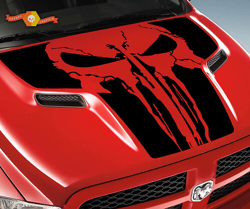 Adesivo in vinile con teschio stile Punisher per Dodge Ram 1500 2500 2010-2018