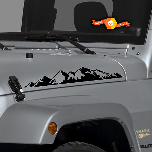 Coppia di Adesivi in Vinile per Cofano Motore Mountain Range per Jeep Wrangler