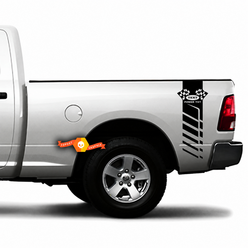 TEXT POWER TXT Stripe Segmentata a Scacchi Coppia Adesivi in Vinile per il Fienile Dodge Ram 1500