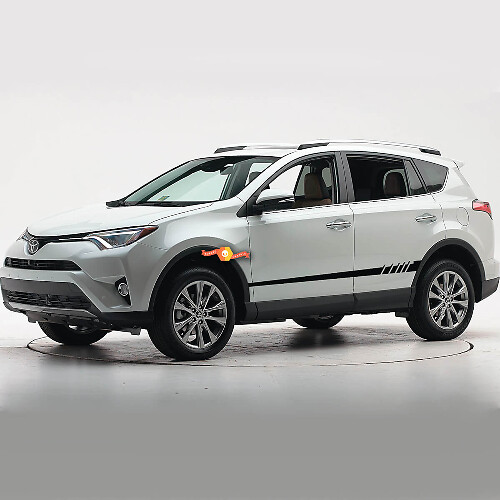 TOYOTA RAV4 2x decalcomanie laterali strisce laterali in vinile adesivo grafico di alta qualità
