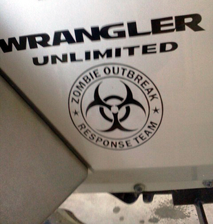 2 adesivo in vinile Wrangler Unlimited ZOMBIE OUTBREAK Response Team