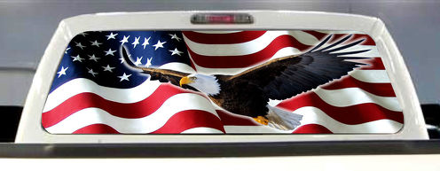 American Flag Eagle Pick-up Truck Finestra sul retro Decalcomania grafica Vinile perforato