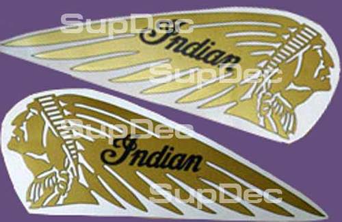 Adesivi Decalcomanie Serbatoio Moto Indian ORO