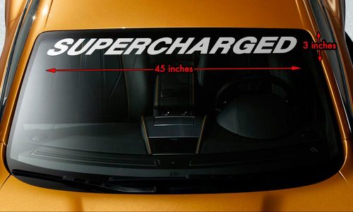 SUPERCHARGED MUSCLE CAR Parabrezza Banner Premium Vinyl Decal Sticker 45x3