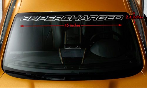 SUPERCHARGED V8 MUSCLE CAR Premium Parabrezza Banner Vinyl Decal Sticker 45x2.4