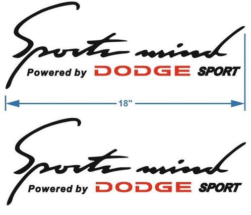 2 Sports Mind Powered by DODGE Adesivo per decalcomanie da 18 pollici